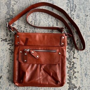 Danier Brown Leather Crossbody Bag with Adjustable Strap